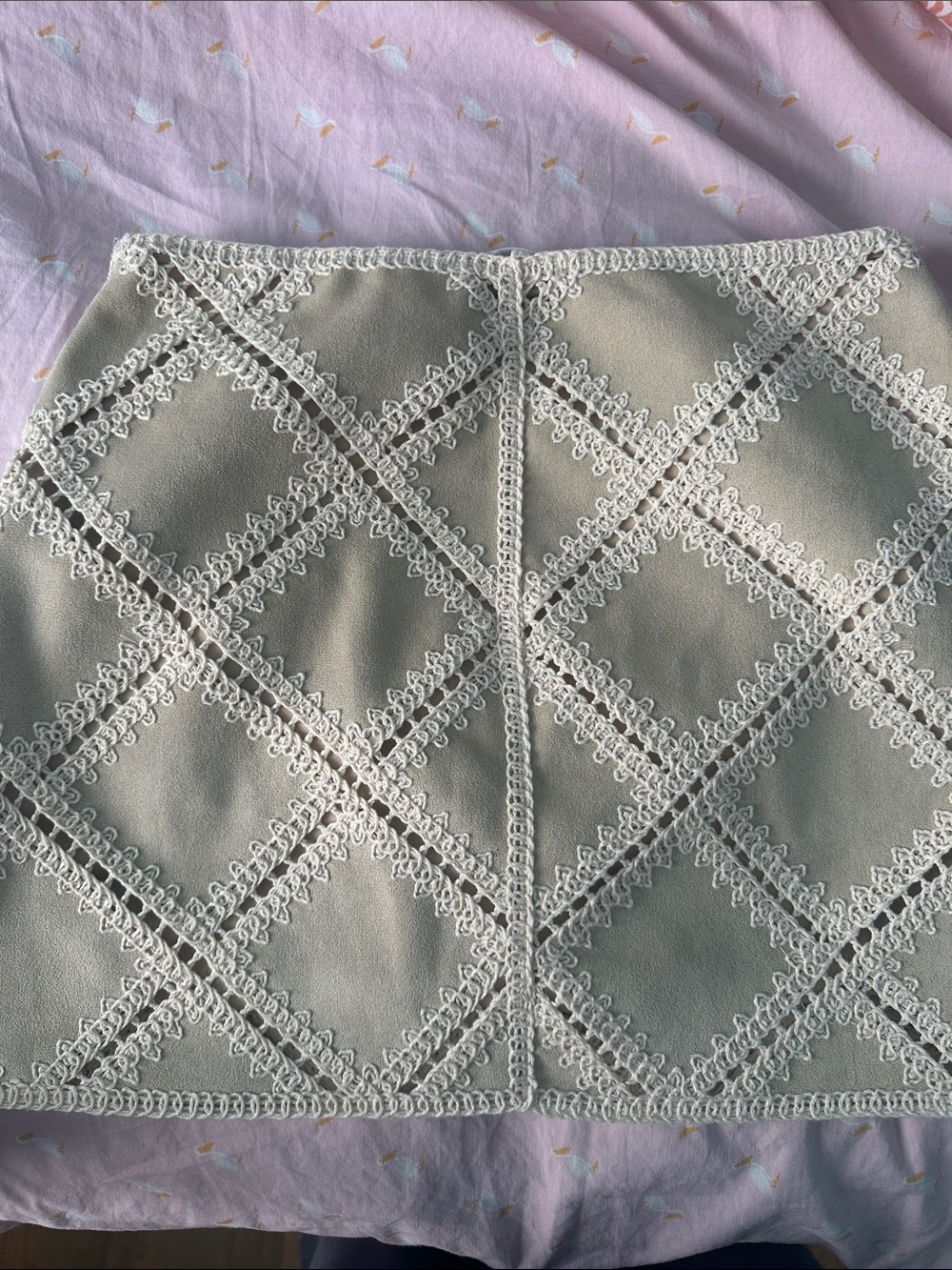 Zara Cream Crochet Diamond Mini Skirt - Picture 8 of 9